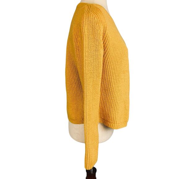 Theory Jaydee Rib Knit Pullover Sweater 100% Wool Gold Women's Large - Picture 5 of 7